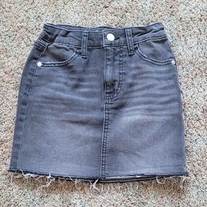 Girls black denim skirt